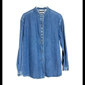 Vintage Bill Blass Blue Denim Button-Up Shirt Medium